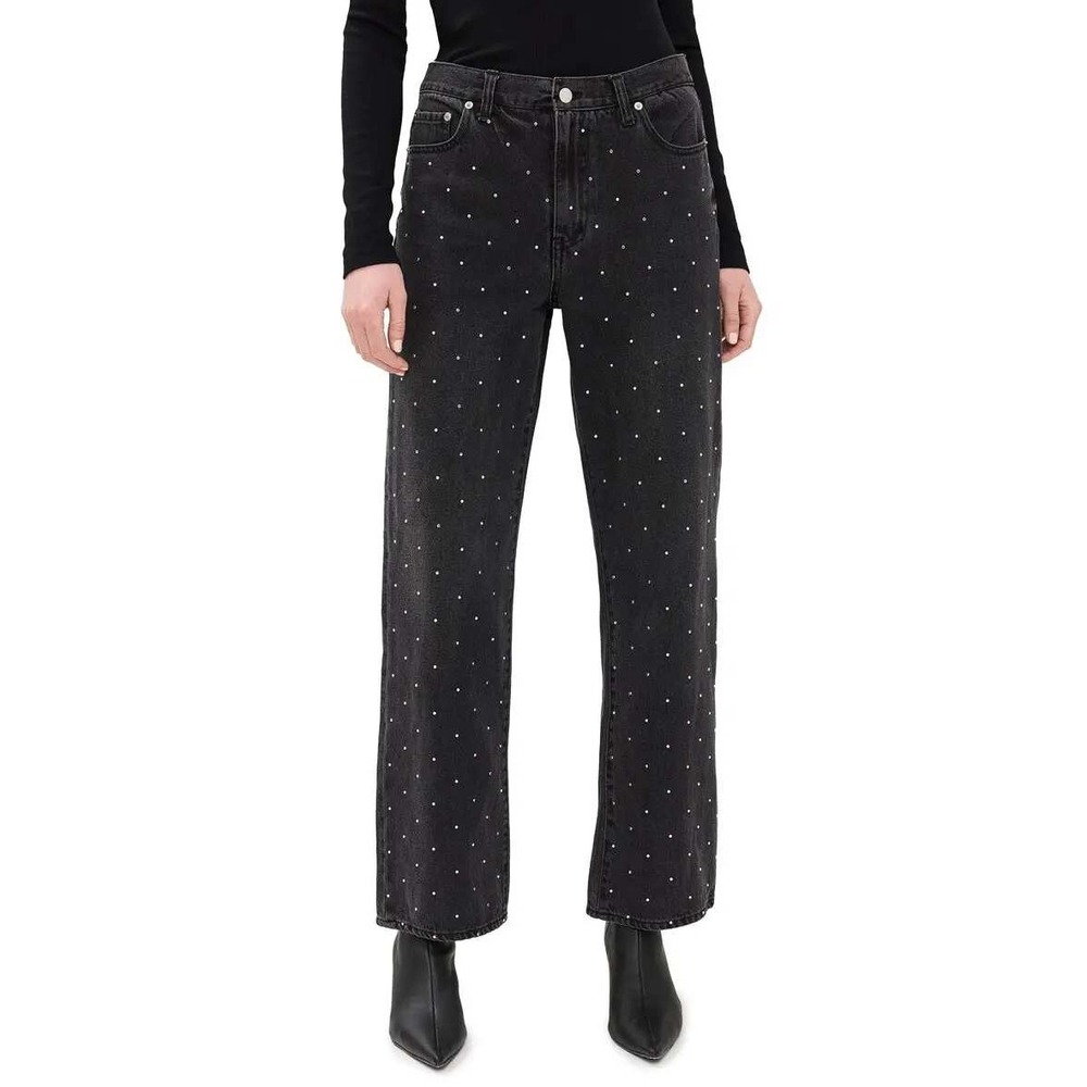 DAZE 1999 Midnight Twinkle Studded Wide Leg Jeans Women 28 Black NWT
